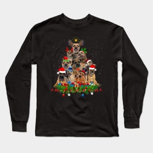 Funny Miniature Schnauzer Dog Christmas Tree Long Sleeve T-Shirt